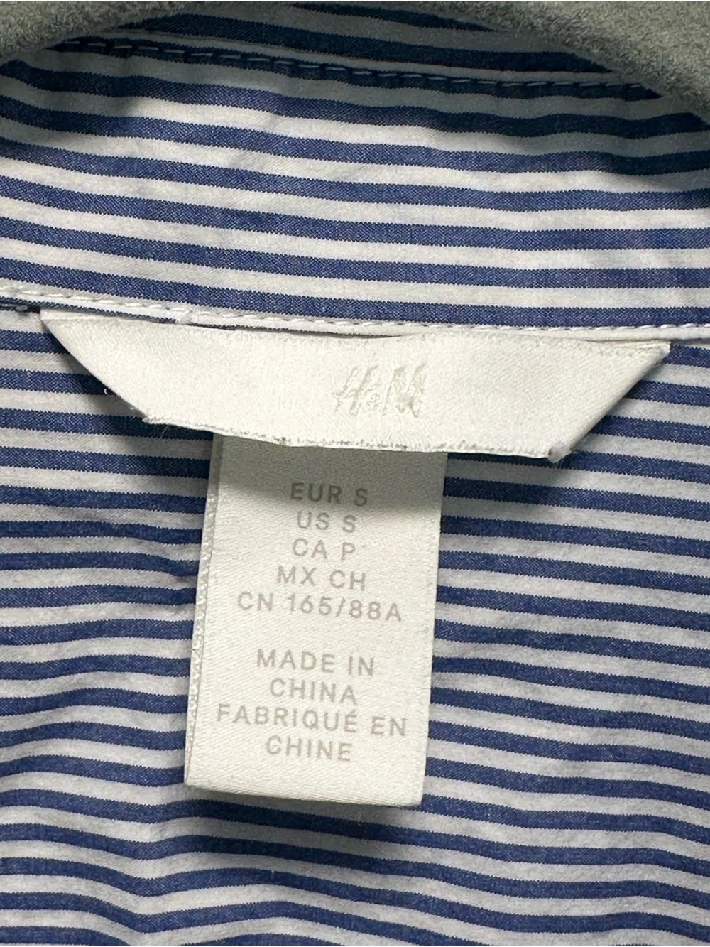 H&M Blue & White Striped Oversized Button Down Shirt Size S - Picture 4 of 5